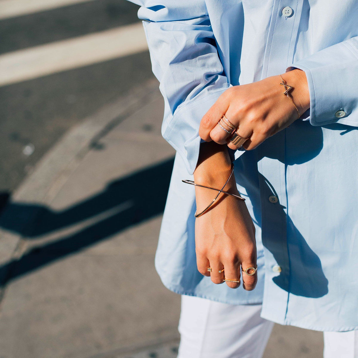 Wraparound Ring with White Diamonds Lifestyle Model