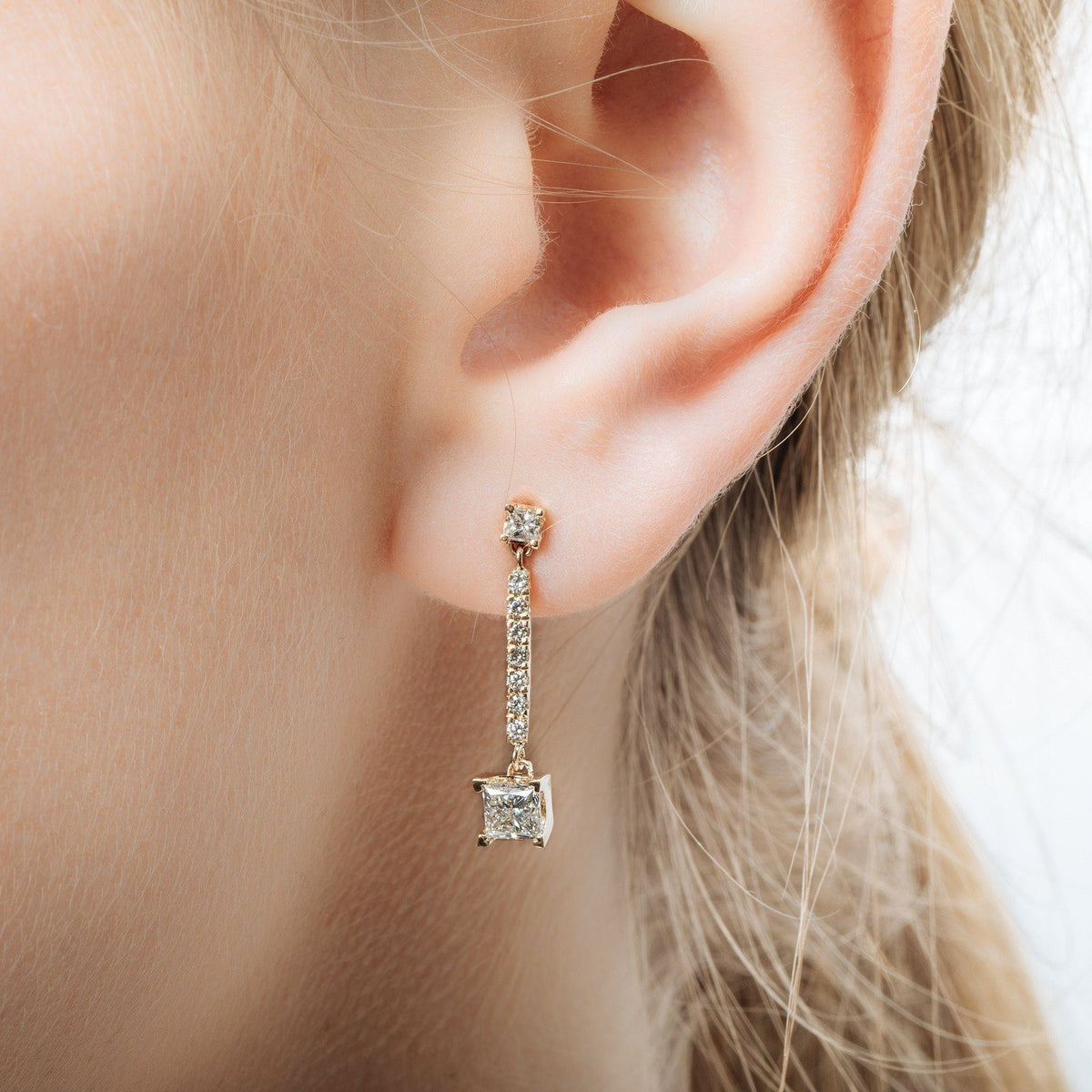 Asymmetric Diamond Earrings Model