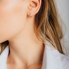 Huggie Earrings with Black Diamonds