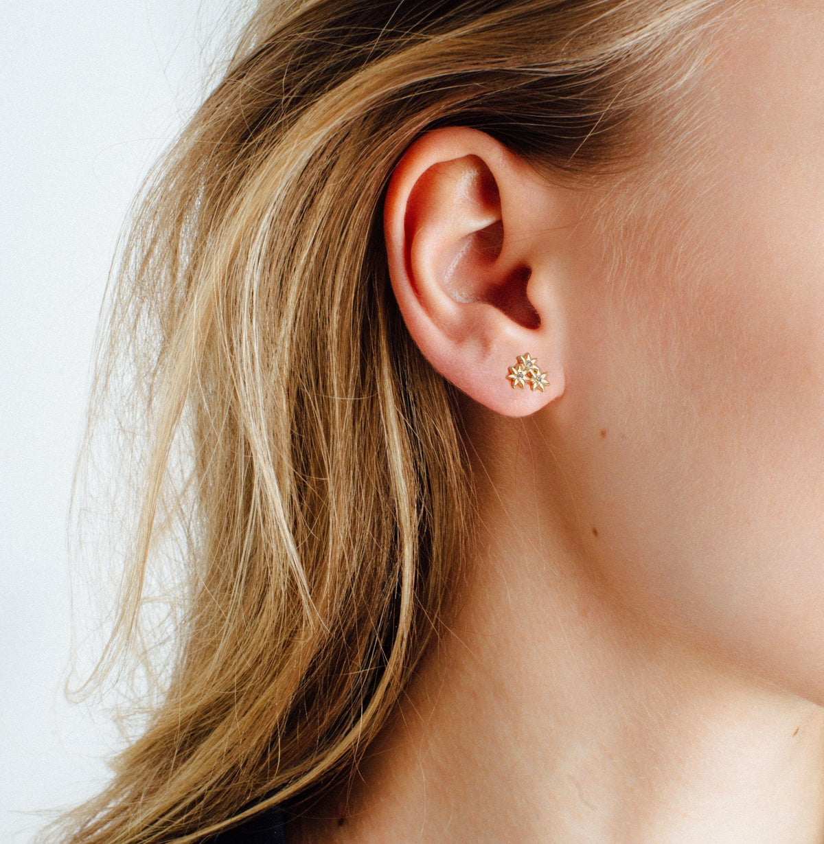 Flower Earring Studs with White Diamonds Model Pair | Single |