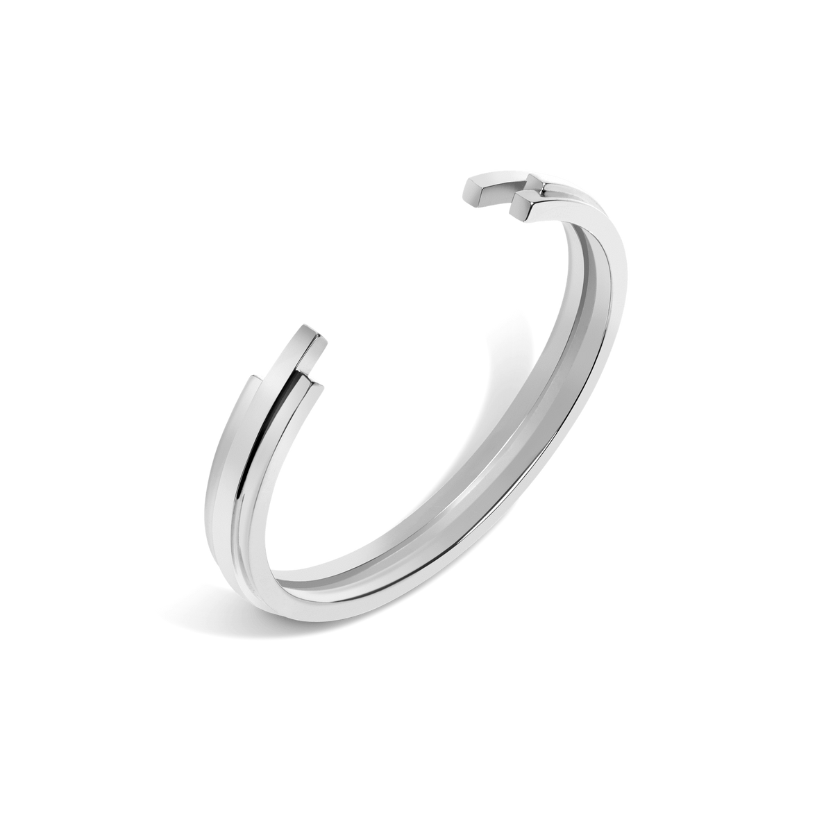 Tribar Cuff Sterling Silver White Gold Vermeil 14k White Gold 18k White Gold Half Side   Front First