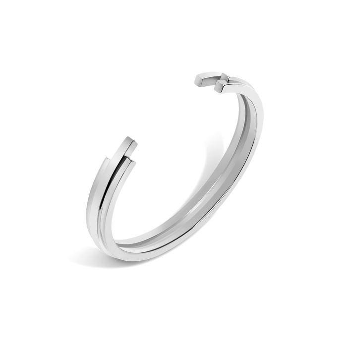 Tribar Cuff Sterling Silver White Gold Vermeil 14k White Gold 18k White Gold Half Side   Front First