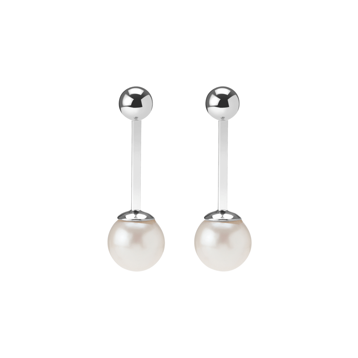 Asymmetric Pearl Ear Jacket Sterling Silver White Gold Vermeil 14k White Gold 18k White Gold    Front First Pair | Single |
