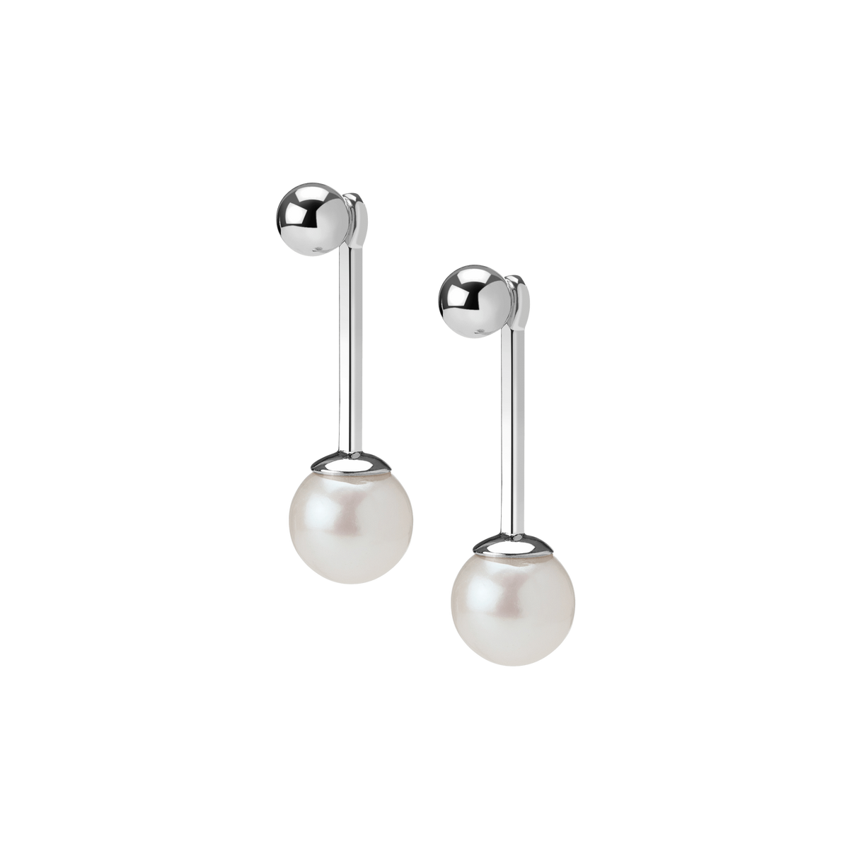 Asymmetric Pearl Ear Jacket Sterling Silver White Gold Vermeil 14k White Gold 18k White Gold Half Side   Pair | Single |