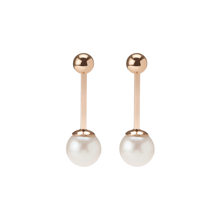 Asymmetric Pearl Ear Jacket Rose Gold Vermeil 14k Rose Gold 18k Rose Gold    Front First Pair | Single |