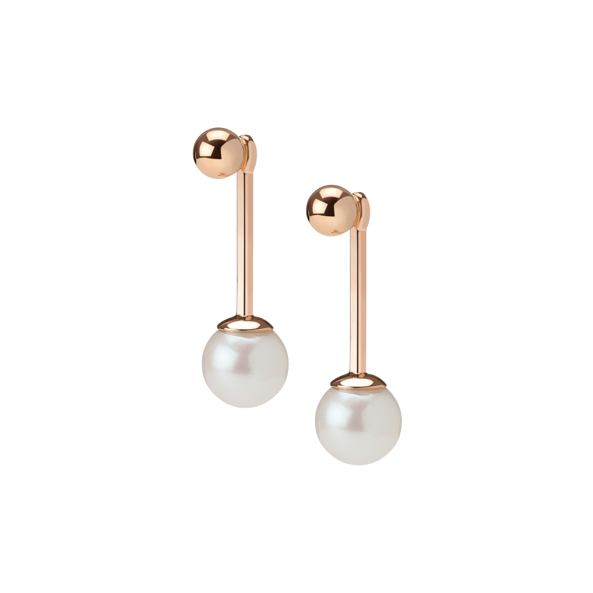 Asymmetric Pearl Ear Jacket Rose Gold Vermeil 14k Rose Gold 18k Rose Gold Half Side   Pair | Single |
