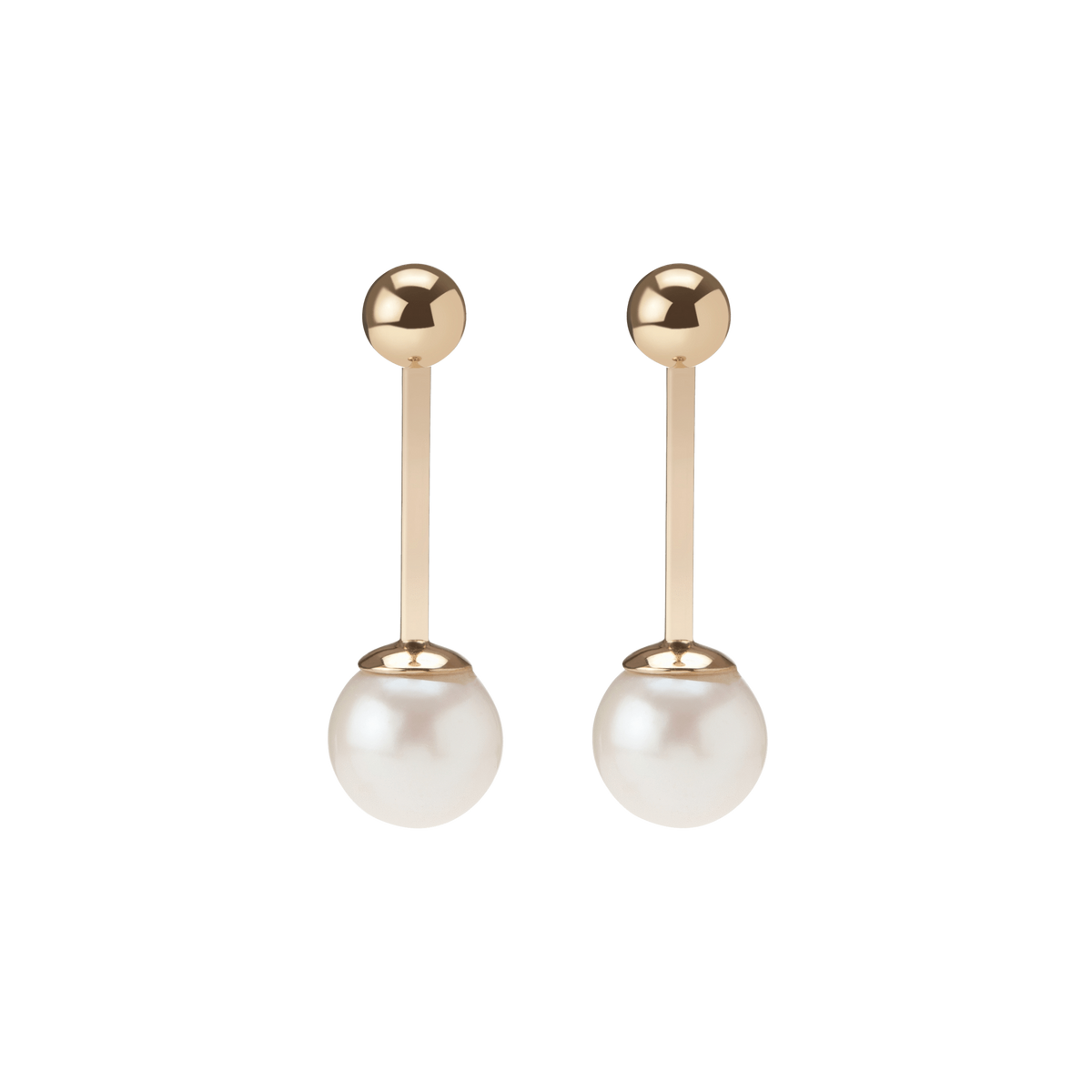 Asymmetric Pearl Ear Jacket Yellow Gold Vermeil 14k Yellow Gold 18k Yellow Gold    Front First Pair | Single |