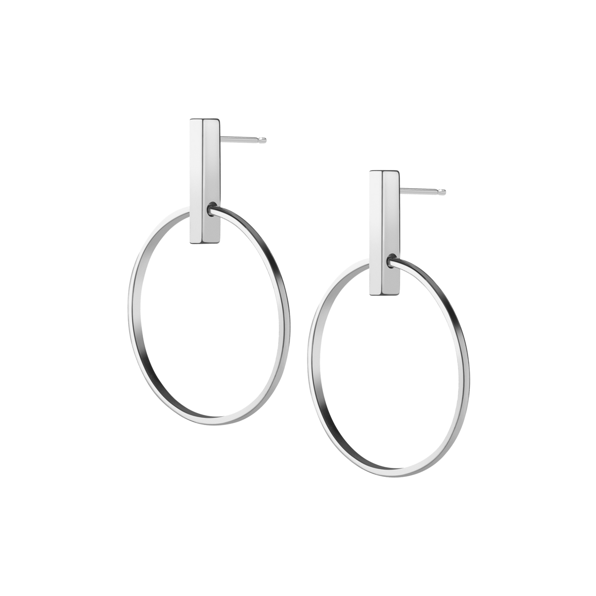 Circle Earrings Sterling Silver Silver Sterling Silver White Gold Vermeil 14k White Gold 18k White Gold Half Side  Pair | Single |