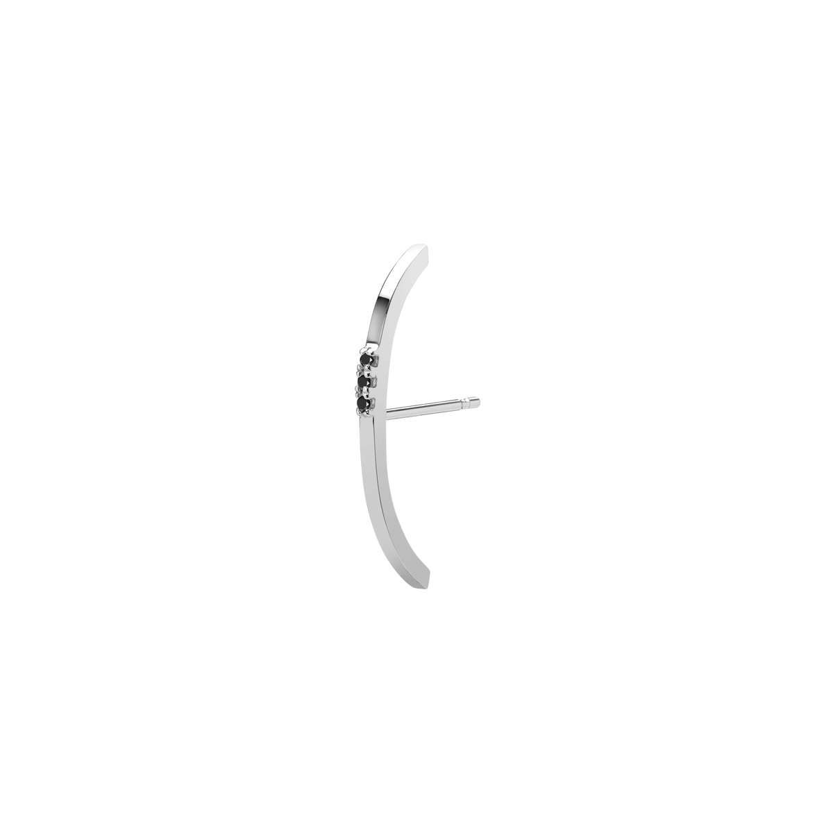 Cuff Earring with Diamonds Sterling Silver White Gold Vermeil 14k White Gold 18k White Gold Black Diamonds Half Side Pair | Single | First