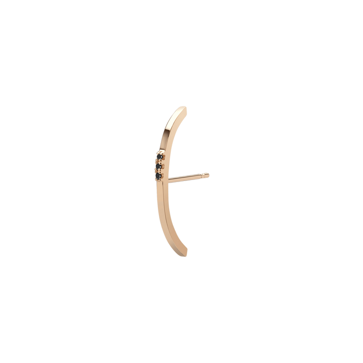 Cuff Earring with Diamonds Yellow Gold Vermeil 14k Yellow Gold 18k Yellow Gold Black Diamonds Half Side   Pair | Single | First