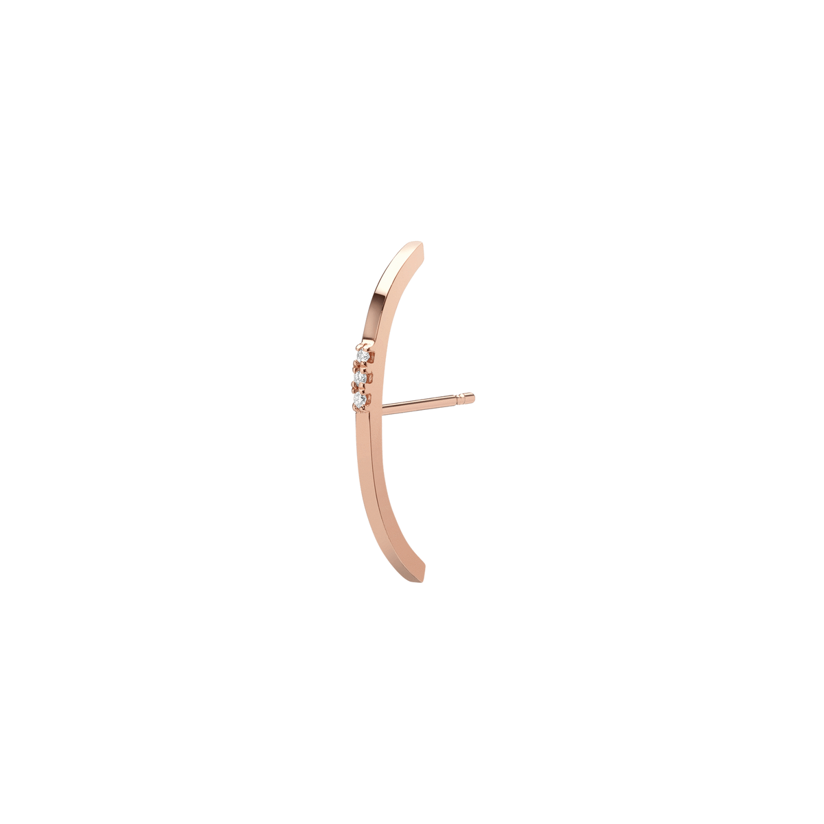 Cuff Earring with Diamonds Rose Gold Vermeil 14k Rose Gold 18k Rose Gold White Diamonds Half Side  Front First Pair | Single |