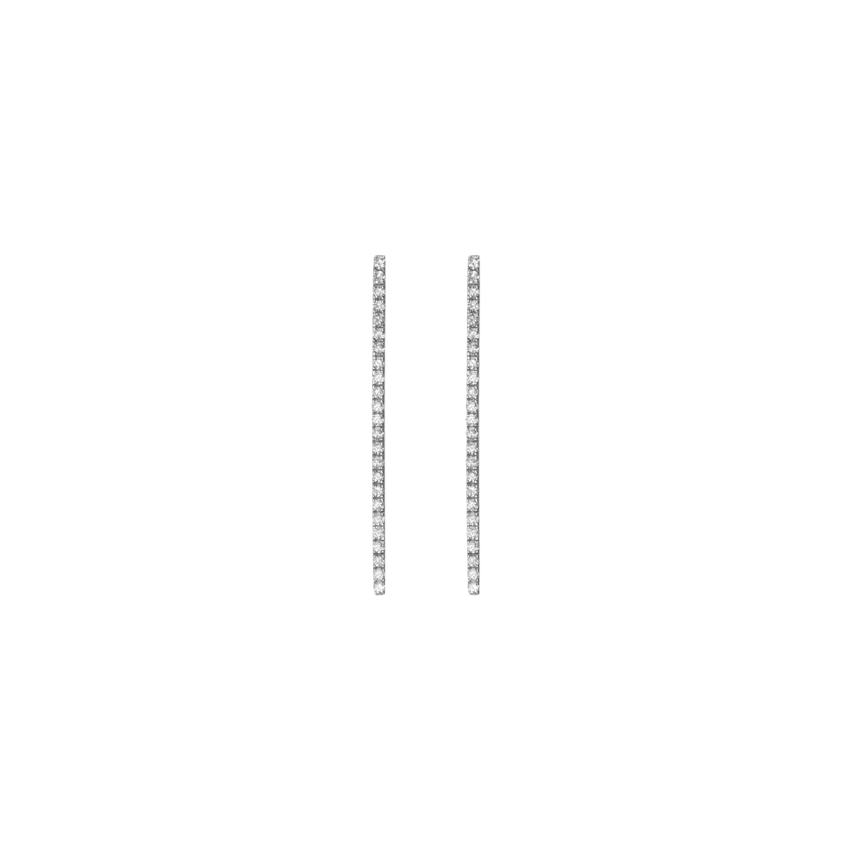 Diamond Bar Earring  Sterling Silver White Gold Vermeil 14k White Gold 18k White Gold White Diamonds    Front First Pair | Single |