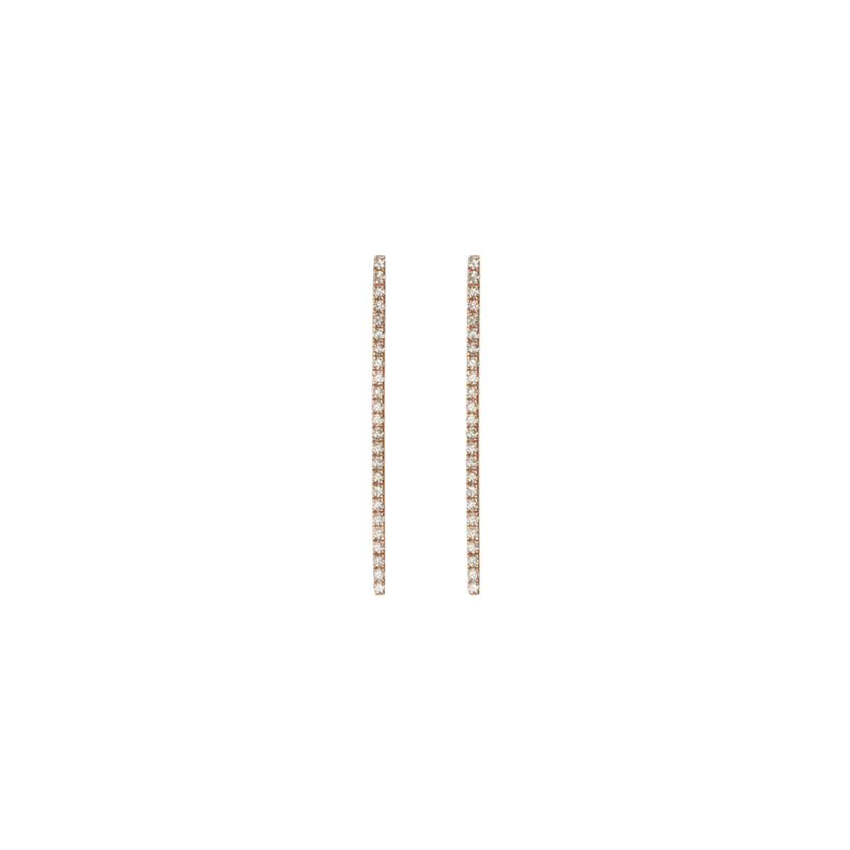 Diamond Bar Earring  Yellow Gold Vermeil 14k Yellow Gold 18k Yellow Gold White Diamonds Half Side   Front First Pair | Single |