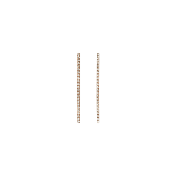 Diamond Bar Earring  Yellow Gold Vermeil 14k Yellow Gold 18k Yellow Gold White Diamonds Half Side   Front First Pair | Single |