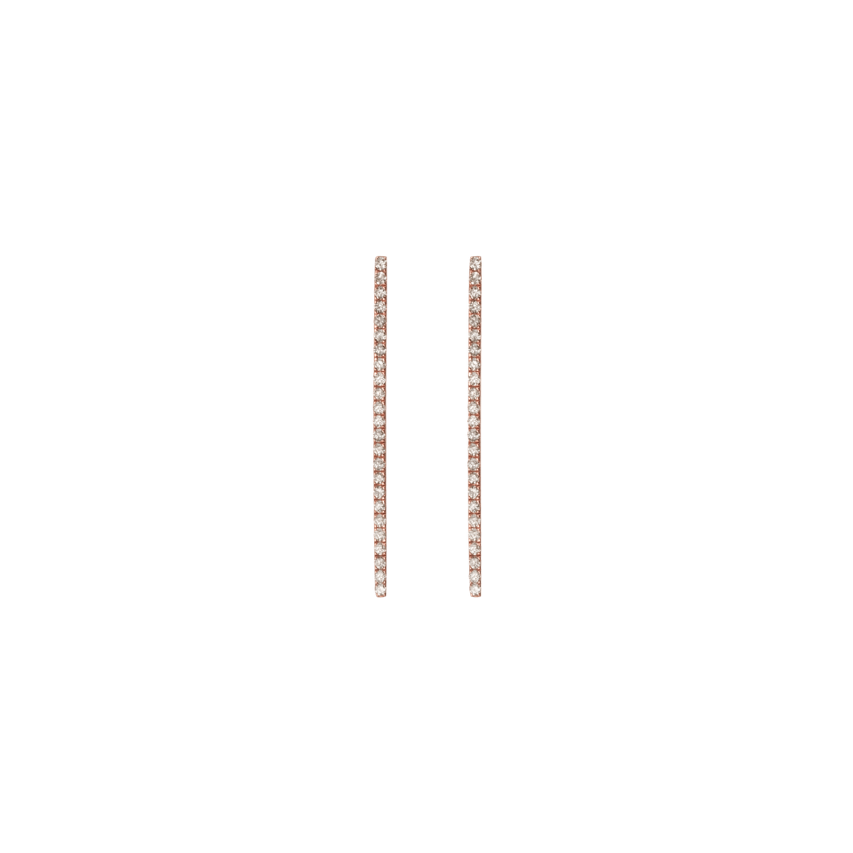 Diamond Bar Earring  Rose Gold Vermeil 14k Rose Gold 18k Rose Gold White Diamonds    Front First Pair | Single |