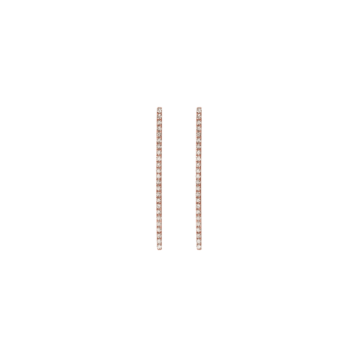 Diamond Bar Earring  Rose Gold Vermeil 14k Rose Gold 18k Rose Gold White Diamonds    Front First Pair | Single |