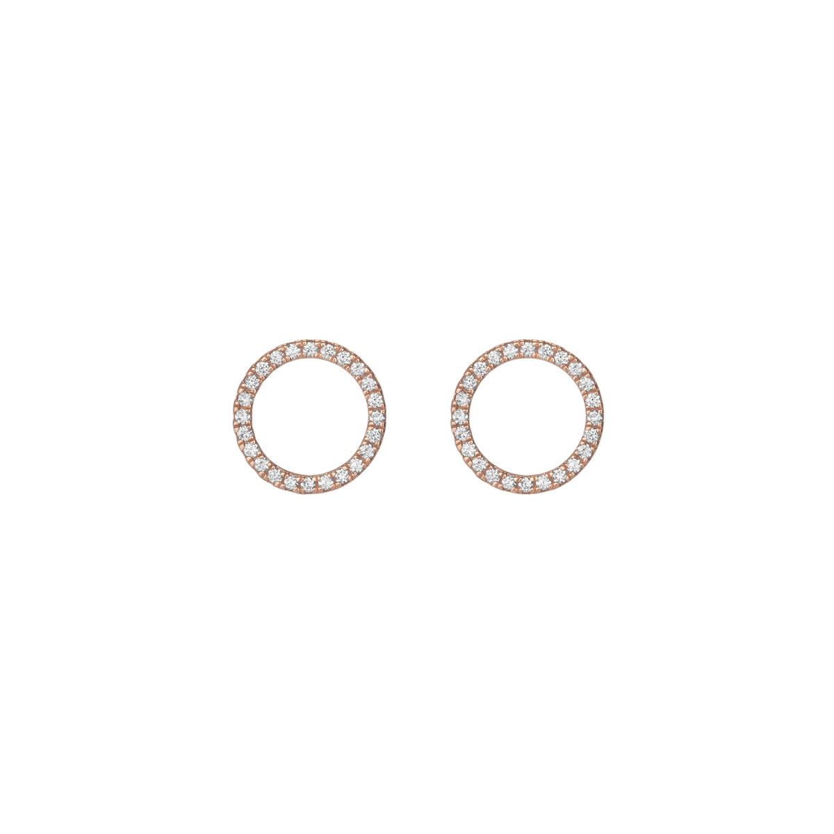 Diamond Circle Earrings  Rose Gold Vermeil 14k Rose Gold 18k Rose Gold White Diamonds     Front First Pair | Single |