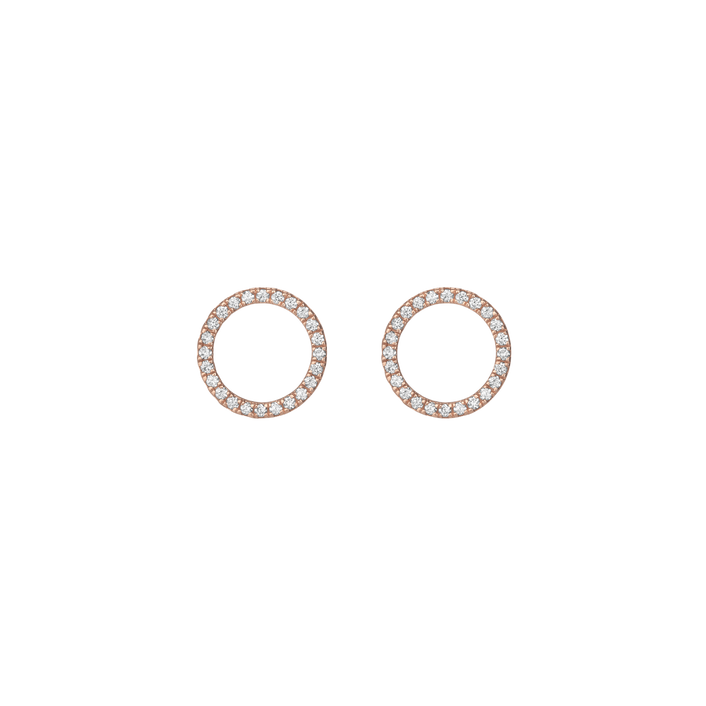 Diamond Circle Earrings  Rose Gold Vermeil 14k Rose Gold 18k Rose Gold White Diamonds     Front First Pair | Single |