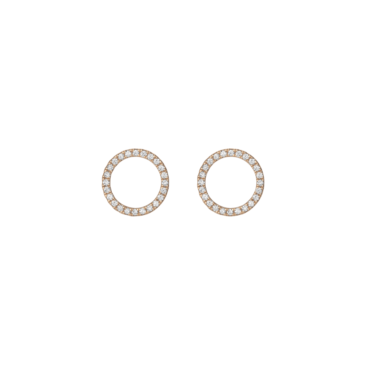 Diamond Circle Earrings  Yellow Gold Vermeil 14k Yellow Gold 18k Yellow Gold White Diamonds     Front First Pair | Single |