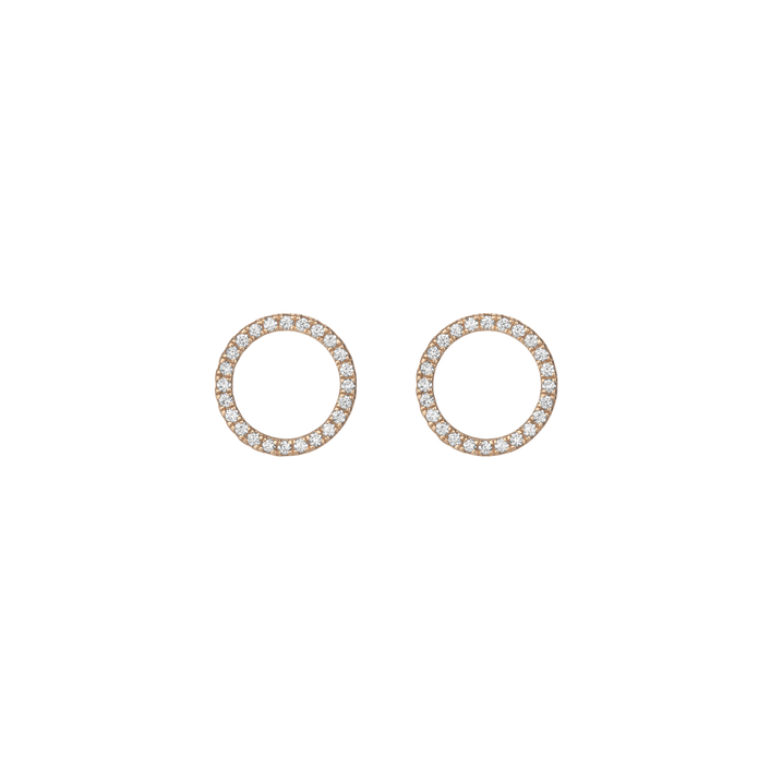 Diamond Circle Earrings  Yellow Gold Vermeil 14k Yellow Gold 18k Yellow Gold White Diamonds     Front First Pair | Single |