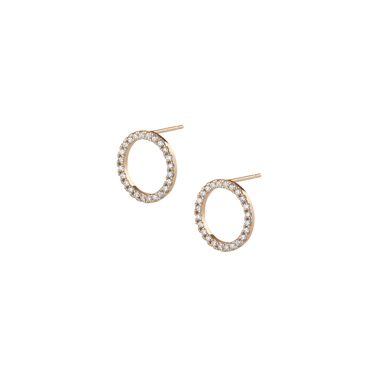 Diamond Circle Earrings  Yellow Gold Vermeil 14k Yellow Gold 18k Yellow Gold White Diamonds Pair | Single |