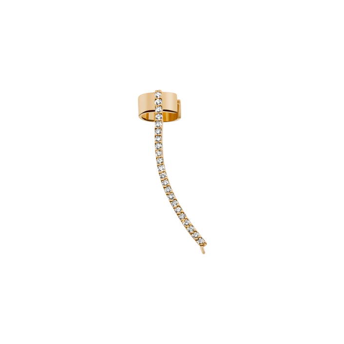 Diamond Ear Cuff with Diamonds Yellow Gold Vermeil 14k Yellow Gold 18k Yellow Gold White Diamonds Front First Pair | Single |