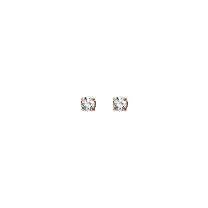 Diamond Stud Earrings  Rose Gold Vermeil 14k Rose Gold 18k Rose Gold White Diamonds    Front First Pair | Single |
