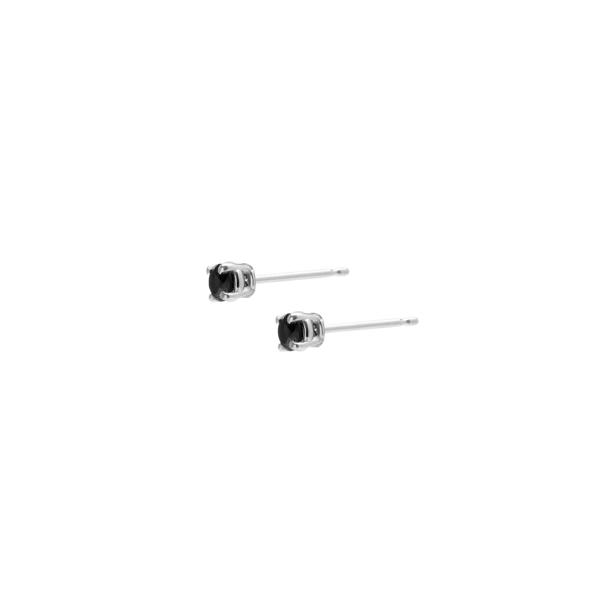Diamond Stud Earrings  Sterling Silver White Gold Vermeil 14k White Gold 18k White Gold Black Diamonds Half Side   Pair | Single |