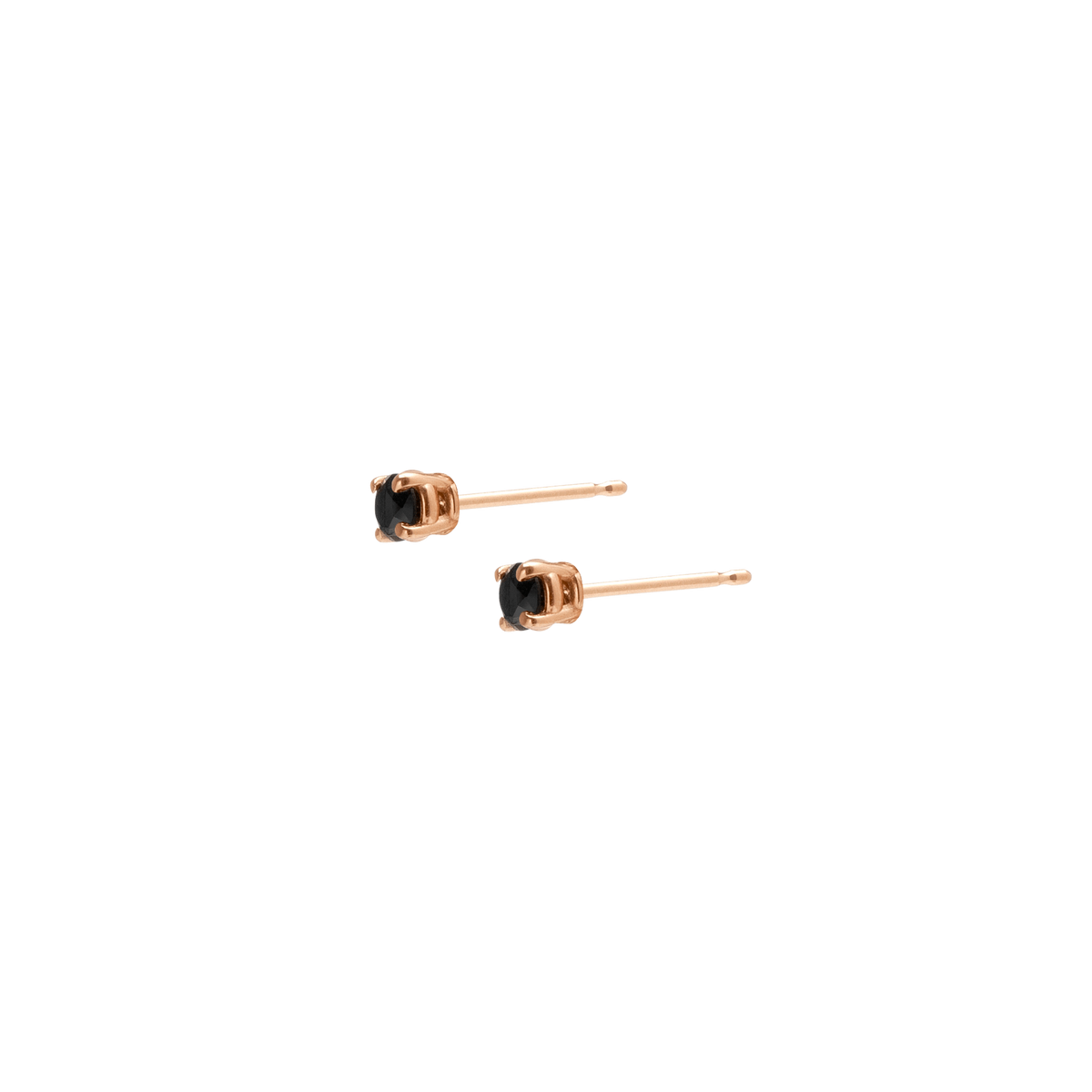 Diamond Stud Earrings  Rose Gold Vermeil 14k Rose Gold 18k Rose Gold Black Diamonds Half Side   Pair | Single |