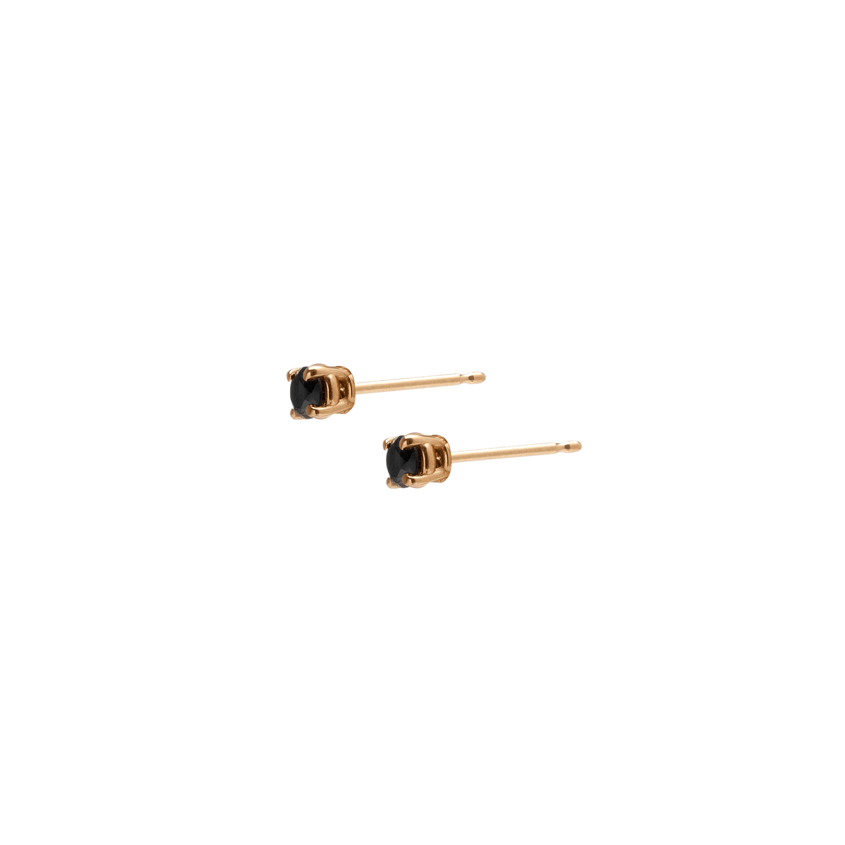 Diamond Stud Earrings  Yellow Gold Vermeil 14k Yellow Gold 18k Yellow Gold Black Diamonds Half Side   Pair | Single |