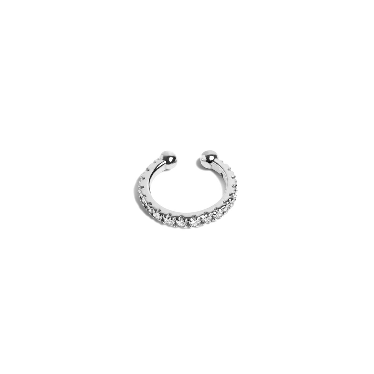 Mini Earcuff  Sterling Silver White Gold Vermeil 14k White Gold 18k White Gold White Diamonds Laid down    Front First Pair | Single |
