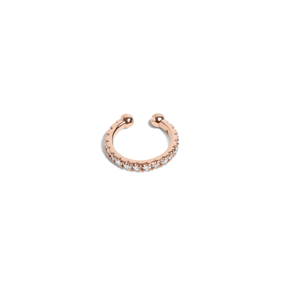 Mini Earcuff  Rose Gold Vermeil 14k Rose Gold 18k Rose Gold White Diamonds Laid down    Front First Pair | Single |