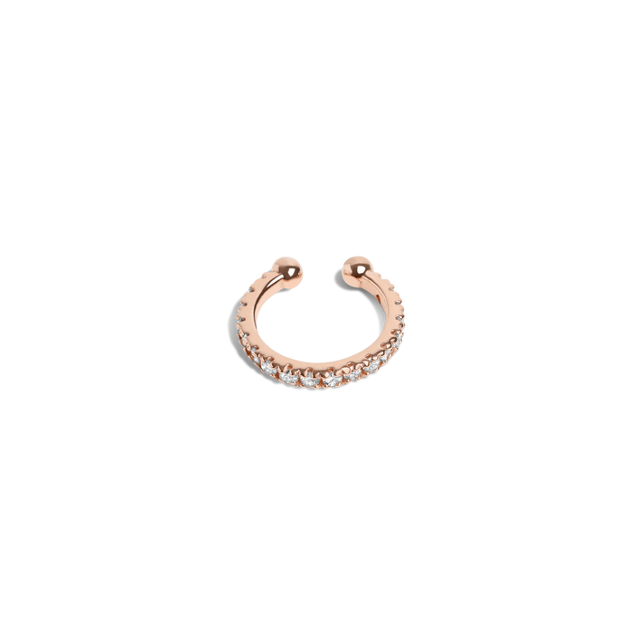 Mini Earcuff  Rose Gold Vermeil 14k Rose Gold 18k Rose Gold White Diamonds Laid down    Front First Pair | Single |