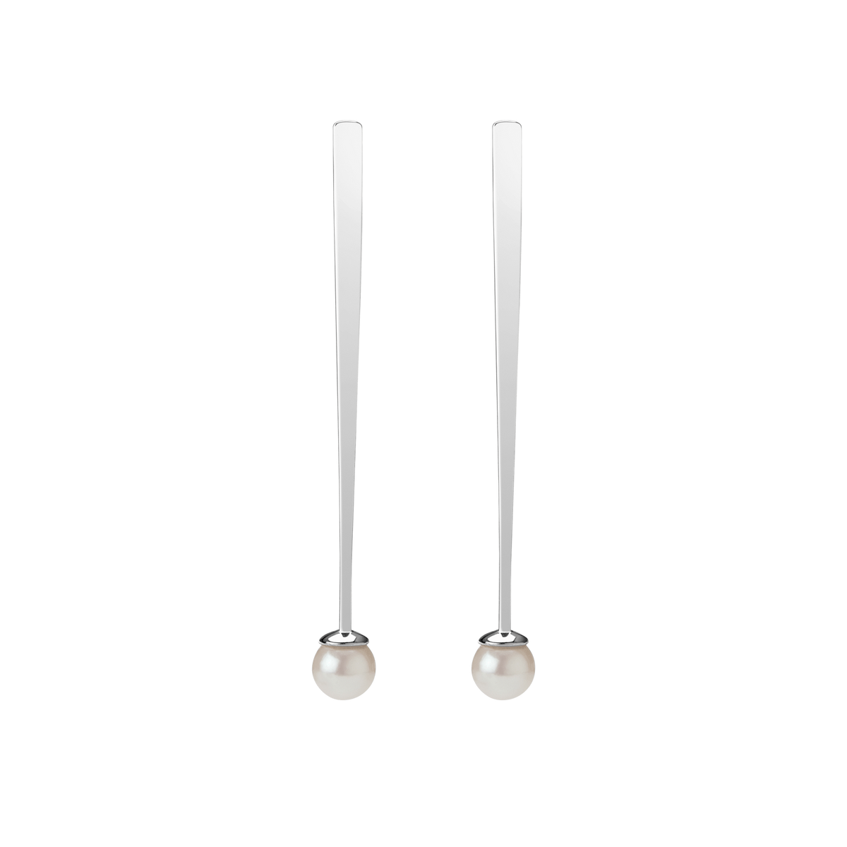 Geometric Pearl Earrings Sterling Silver White Gold Vermeil 14k White Gold 18k White Gold    Front First Pair | Single |