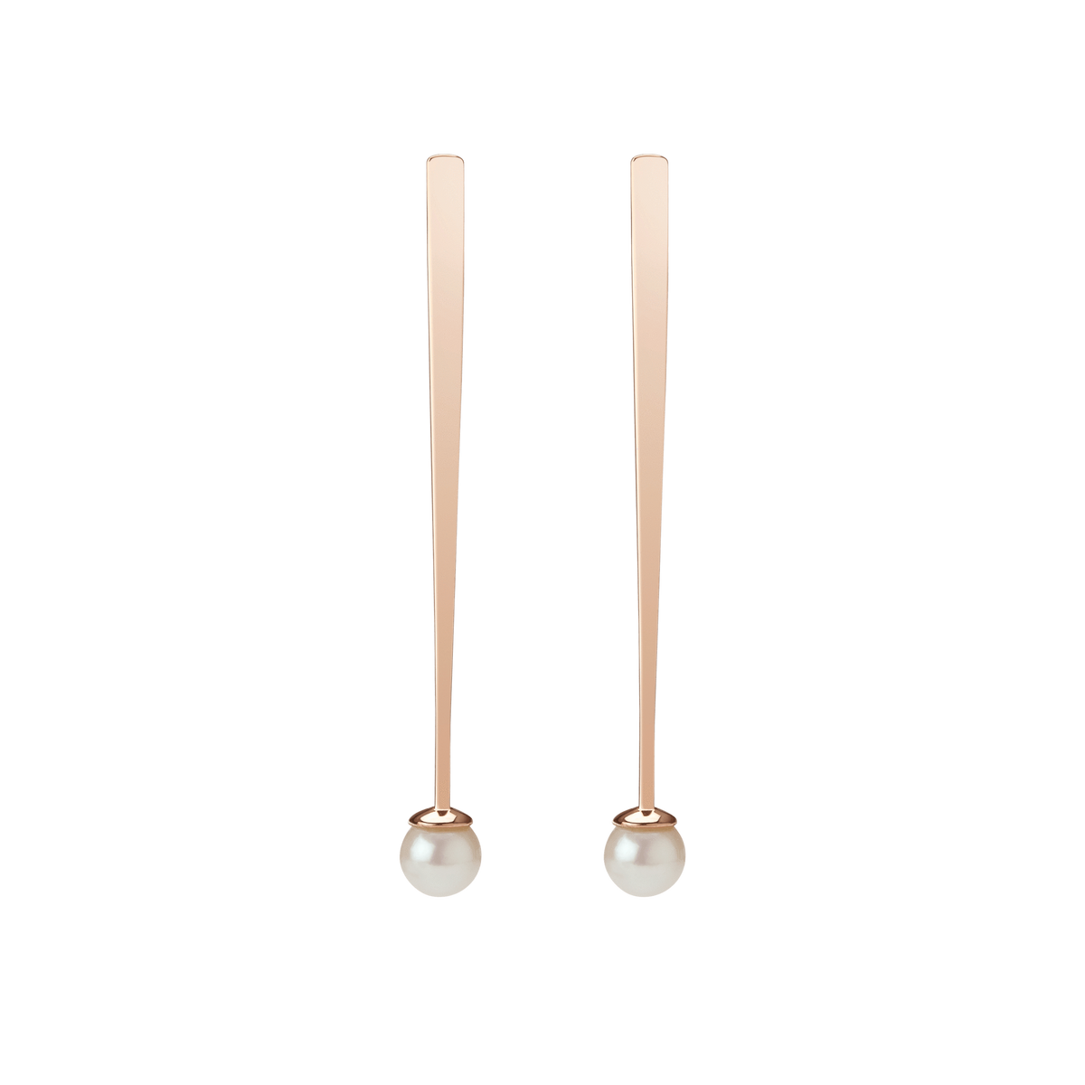 Geometric Pearl Earrings Rose Gold Vermeil 14k Rose Gold 18k Rose Gold    Front First Pair | Single |