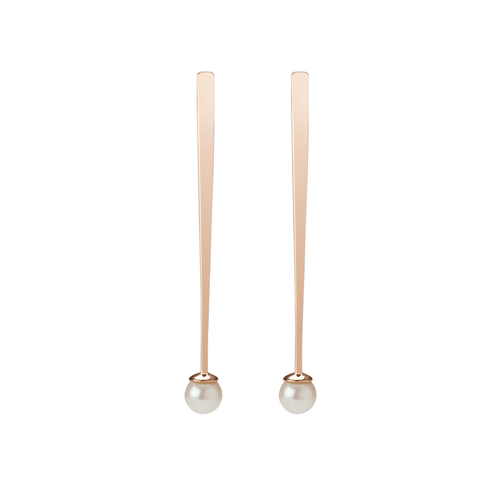 Geometric Pearl Earrings Rose Gold Vermeil 14k Rose Gold 18k Rose Gold    Front First Pair | Single |
