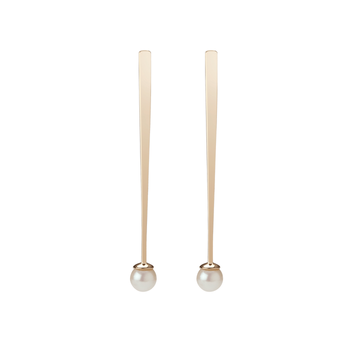 Geometric Pearl Earrings Yellow Gold Vermeil 14k Yellow Gold 18k Yellow Gold     Front First Pair | Single |