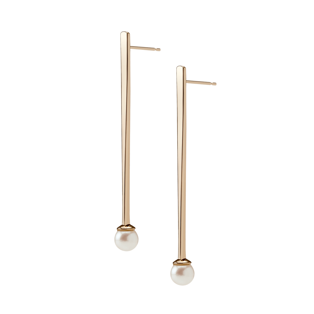 Geometric Pearl Earrings Yellow Gold Vermeil 14k Yellow Gold 18k Yellow Gold Half Side   Pair | Single |