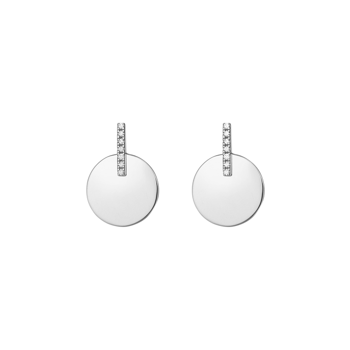 Gold Disk Earring  Sterling Silver White Gold Vermeil 14k White Gold 18k White Gold White Diamonds     Front First Pair | Single |