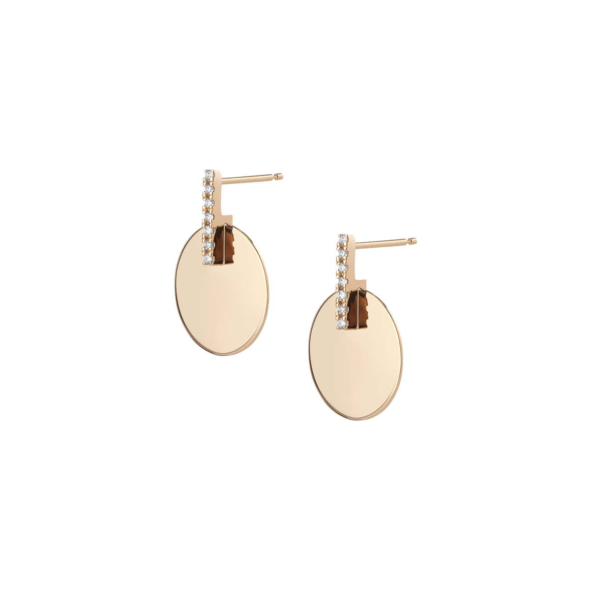 Gold Disk Earring  Yellow Gold Vermeil 14k Yellow Gold 18k Yellow Gold White Diamonds    Pair | Single |