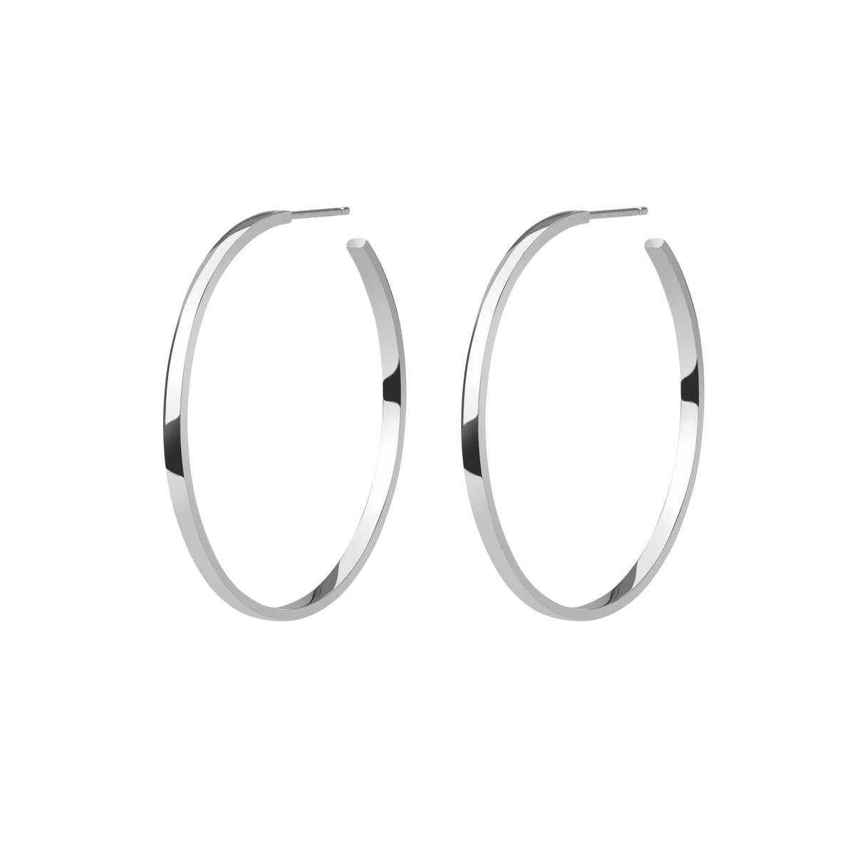 Hoop Earrings Sterling Silver White Gold Vermeil 14k White Gold 18k White Gold Half Side    Front First Pair | Single |