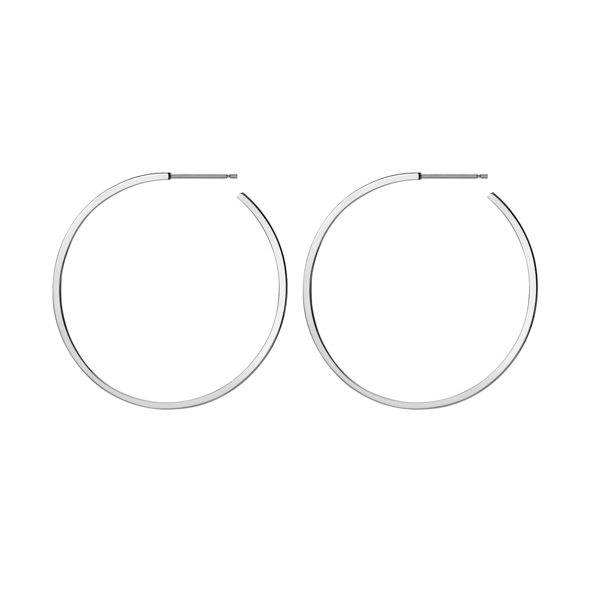 Hoop Earrings Sterling Silver White Gold Vermeil 14k White Gold 18k White Gold Side   Pair | Single |
