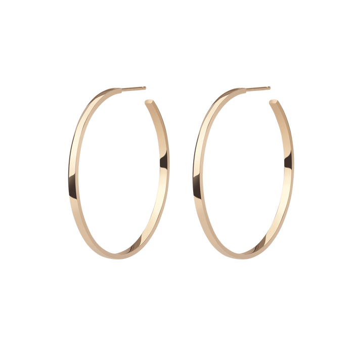 Hoop Earrings Yellow Gold Vermeil 14k Yellow Gold 18k Yellow Gold Half Side      Front First Pair | Single |
