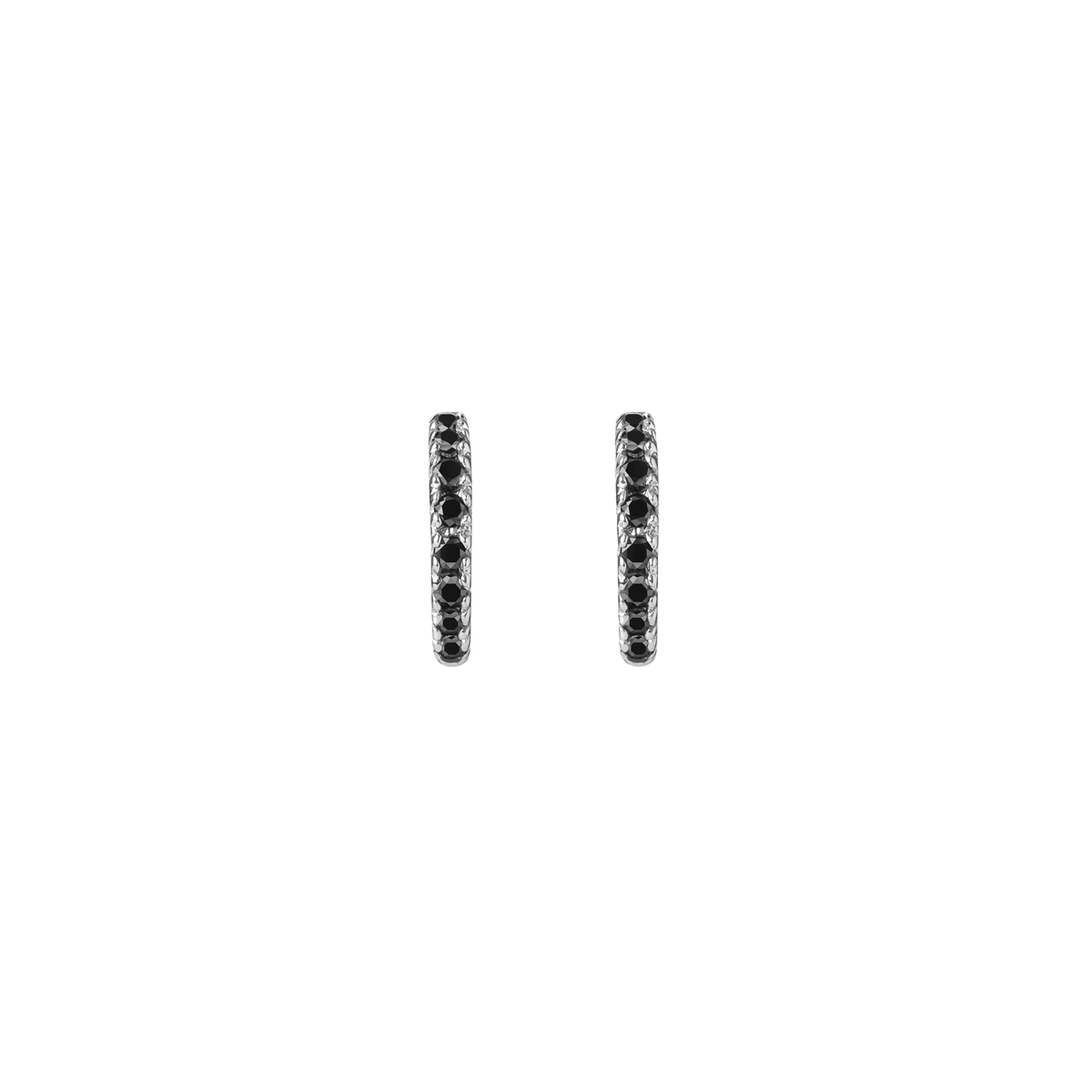 Huggie Earrings  Sterling Silver White Gold Vermeil 14k White Gold 18k White Gold Black Diamonds    Pair | Single |