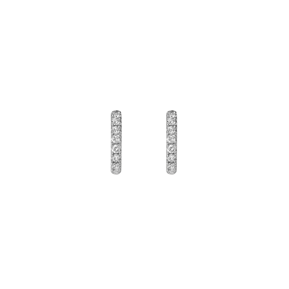 Huggie Earrings with White Diamonds White Gold Vermeil 14k 18k Pair | Single |