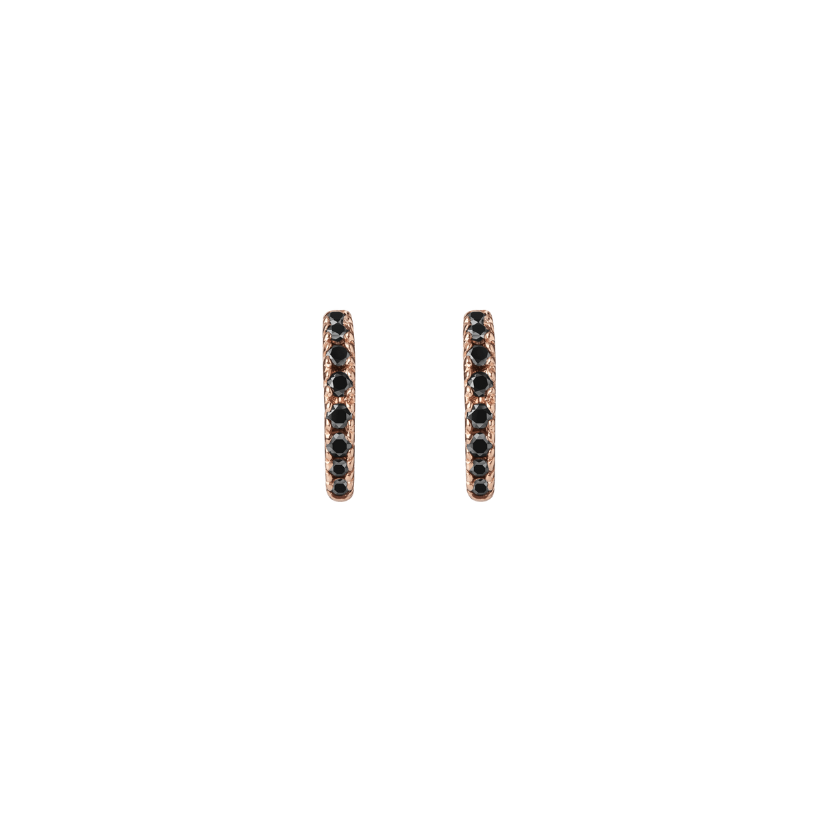 Huggie Earrings  Rose Gold Vermeil 14k Rose Gold 18k Rose Gold Black Diamonds    Pair | Single |