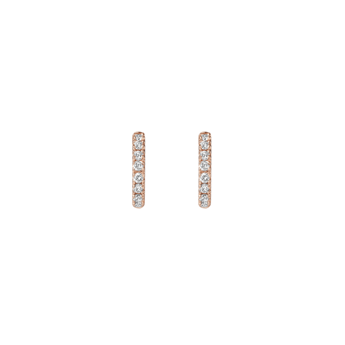 Huggie Earrings with White Diamonds Rose Gold Vermeil 14k 18k Pair | Single |