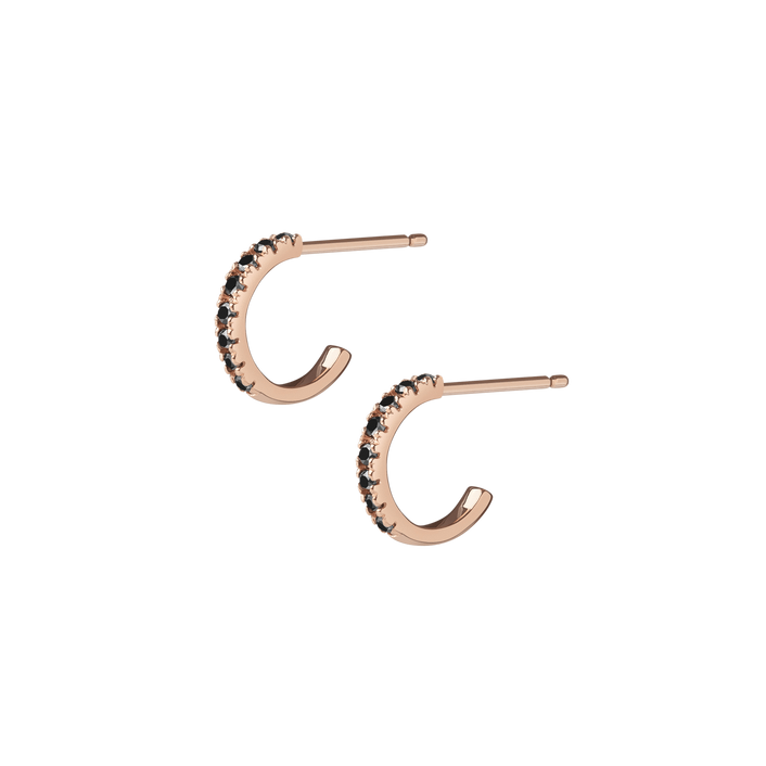 Huggie Earrings  Rose Gold Vermeil 14k Rose Gold 18k Rose Gold Black Diamonds     Front First Pair | Single |