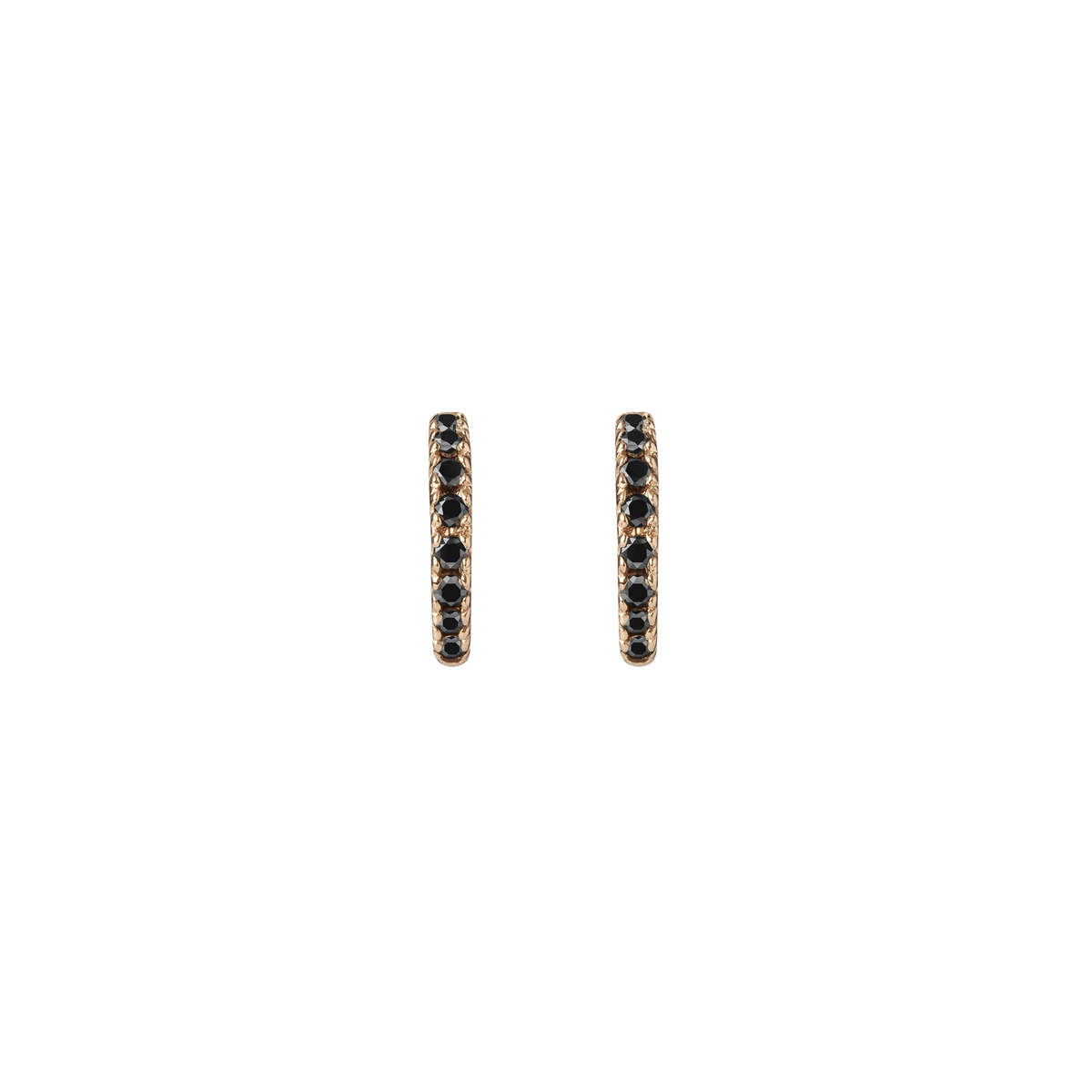 Huggie Earrings Yellow Gold Vermeil 14k Yellow Gold 18k Yellow Gold Black Diamonds Pair | Single |