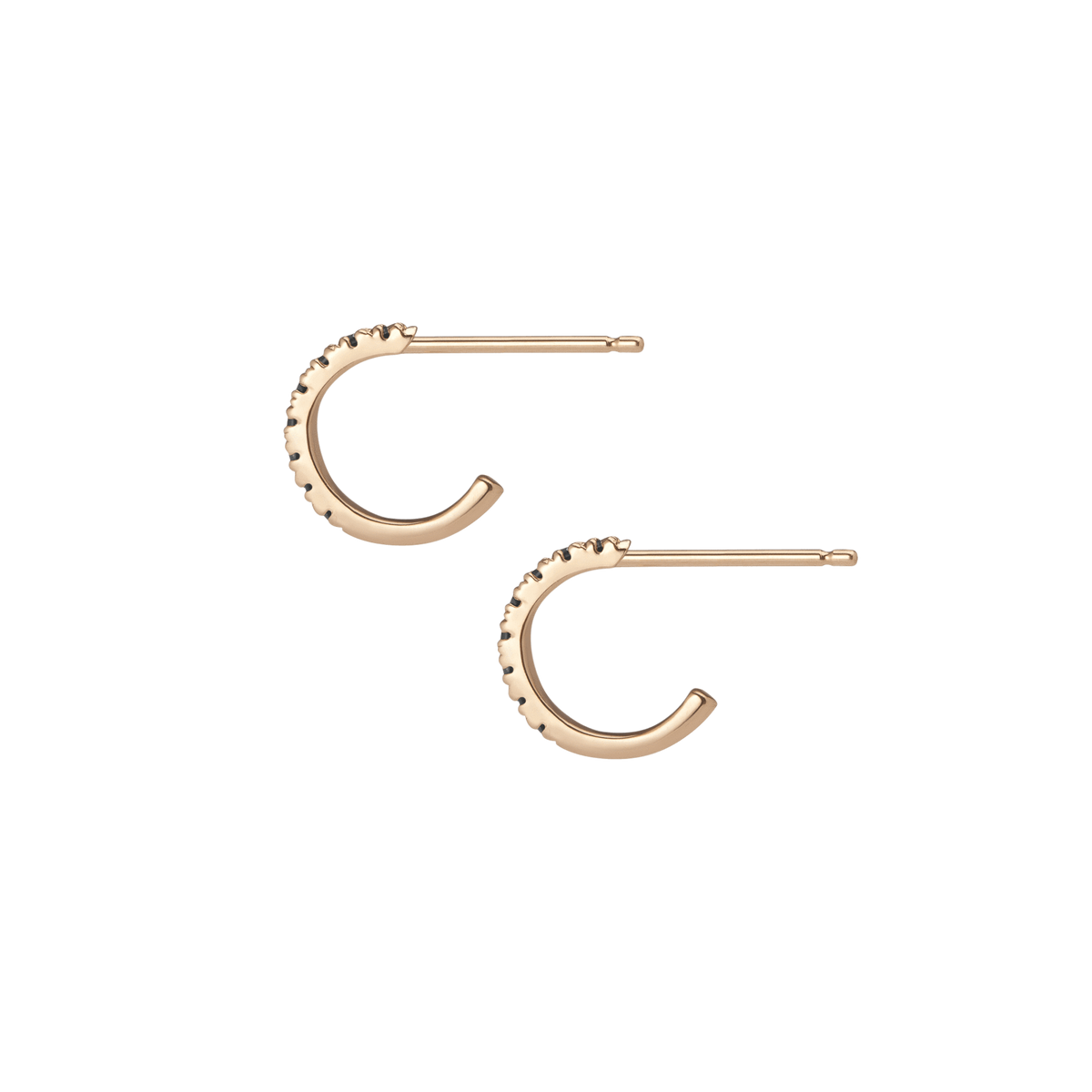 Huggie Earrings Yellow Gold Vermeil 14k Yellow Gold 18k Yellow Gold Black Diamonds    Pair | Single |